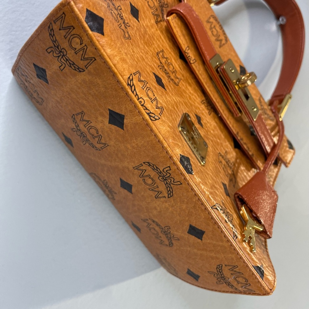 MCM mini Cognac Visetos Top Handle Bag - Picture 4 of 12